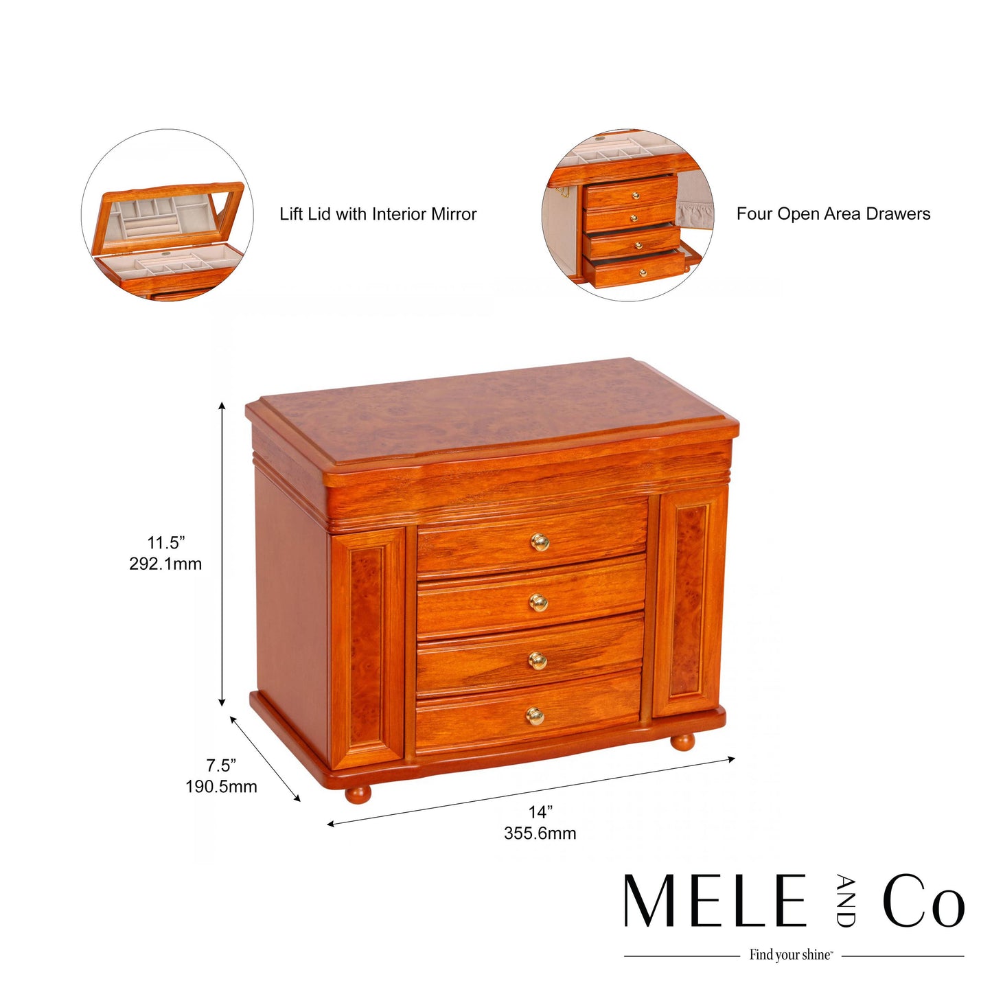 Mele & Co Josephine Wooden Jewelry Box