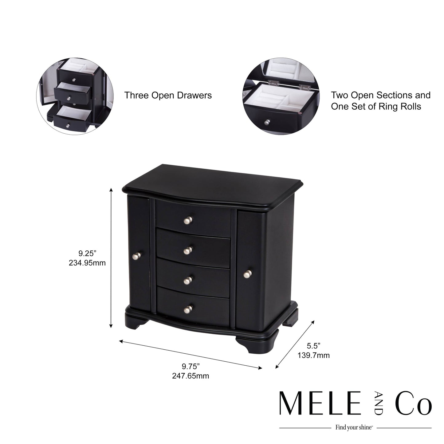 Mele and Co Kennedy Wooden Jewelry Box