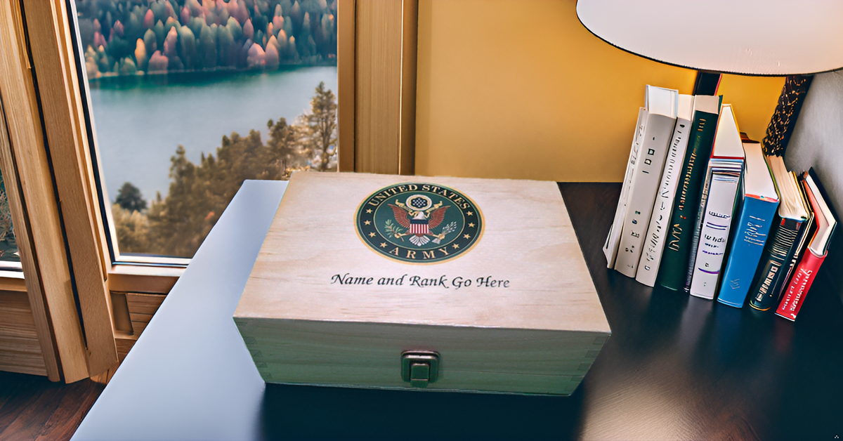 Medium Personalized Veteran's Decorative Wood Memory Box for Keepsake Storage with Hinged Lid-AIr Force, Army, Coast Guard, Marine Corps, Navy