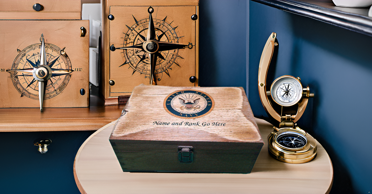 Medium Personalized Veteran's Decorative Wood Memory Box for Keepsake Storage with Hinged Lid-AIr Force, Army, Coast Guard, Marine Corps, Navy