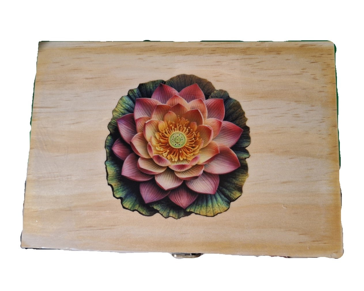 Medium Wood Keepsake Box - Lotus Flower