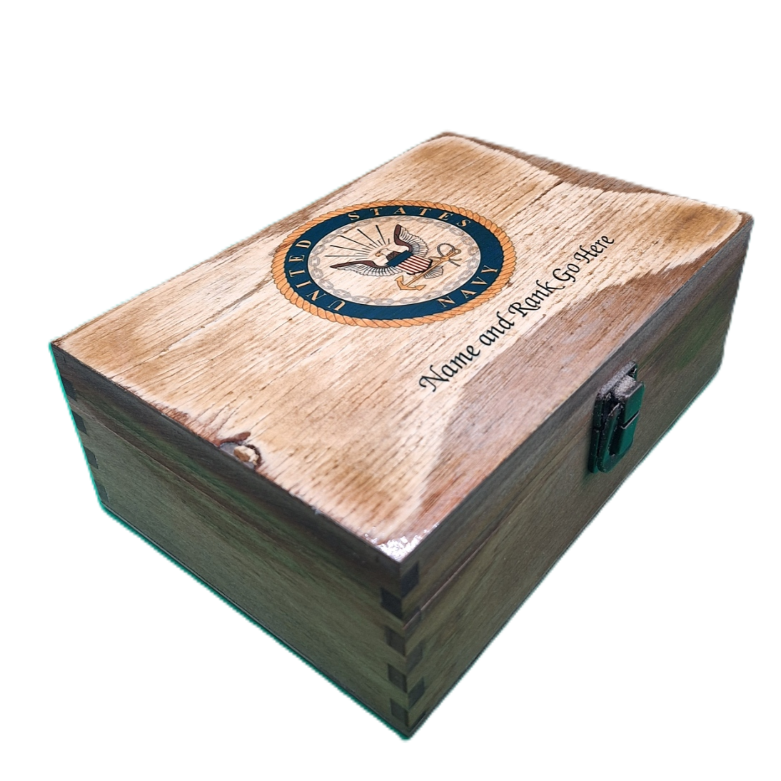 Medium Personalized Veteran's Decorative Wood Memory Box for Keepsake Storage with Hinged Lid-AIr Force, Army, Coast Guard, Marine Corps, Navy