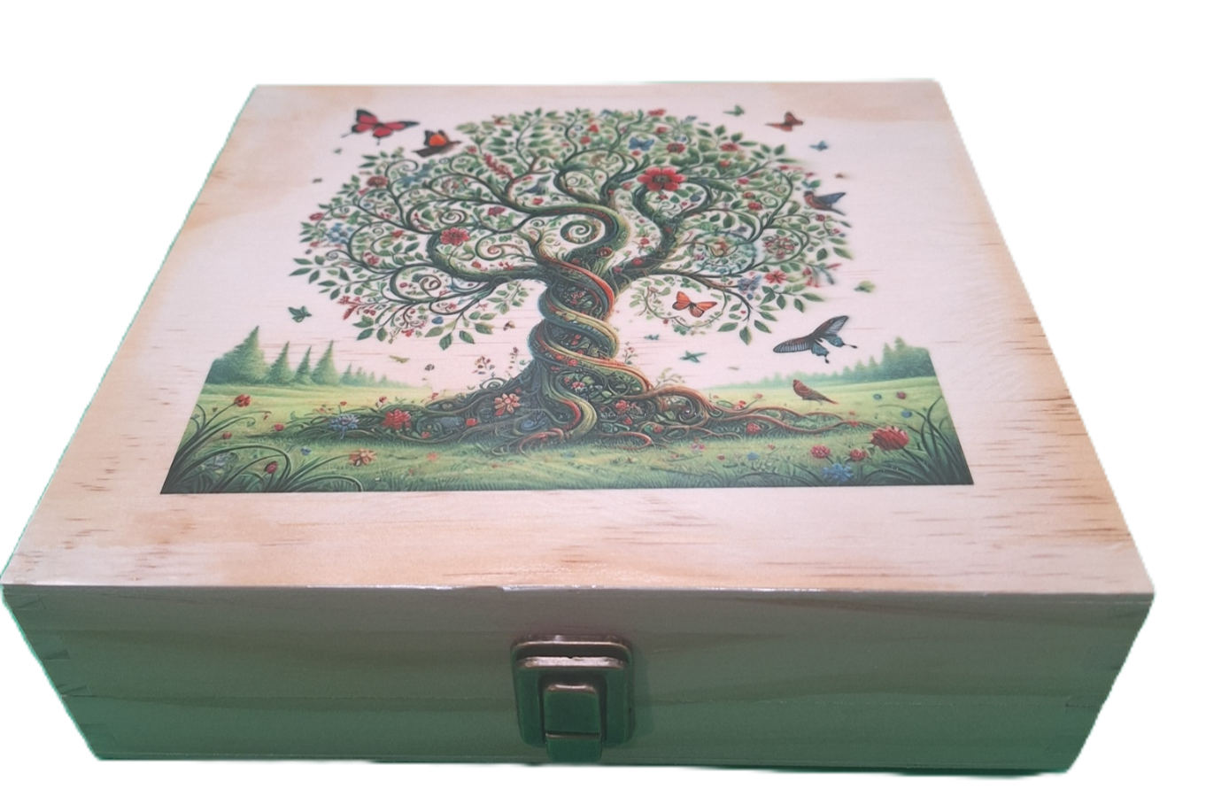 Medium Engraved Wood Memory Box for Keepsake Storage - Tree of Life