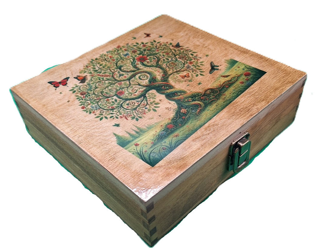 Medium Engraved Wood Memory Box for Keepsake Storage - Tree of Life