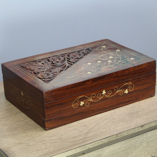 Handmade Rosewood Carved Wooden Decorative Box